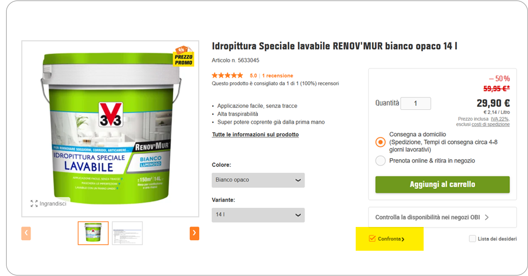 I segni di spunta obi.it , i pulsanti sono i due modi più comuni per consentire agli utenti di selezionare gli articoli per una tabella di confronto interattiva